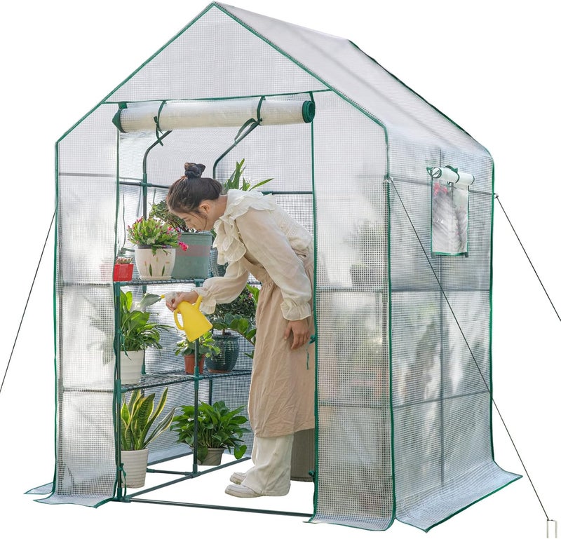 KOKSRY Greenhouses for Outdoors,Portable Walk in Greenhouse for Garden Plants That Need Frost Protection and Away from Pests,Animals(56"x55"x78")-White - Image 1